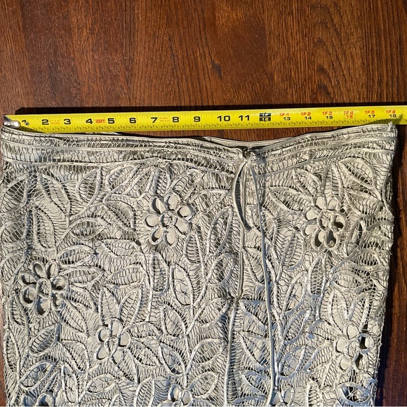 Silken Poetry Sage Green XL 2 Piece Mother of the Bride Dress Crocheted Beaded - Picture 5 of 16